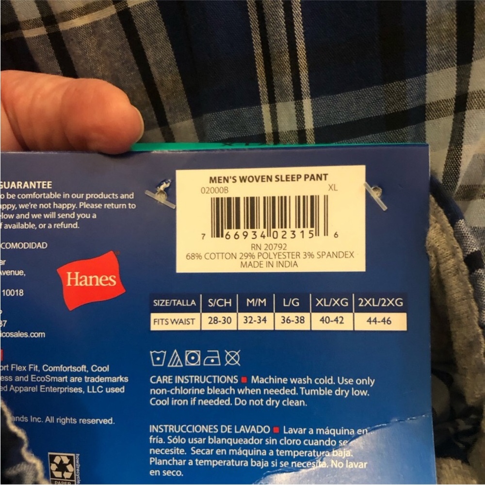 2fer! 2 Pair Hanes Men's Tag Free Comfort Flex Plaid Pajama Lounge Pants, NWT - Picture 9 of 11